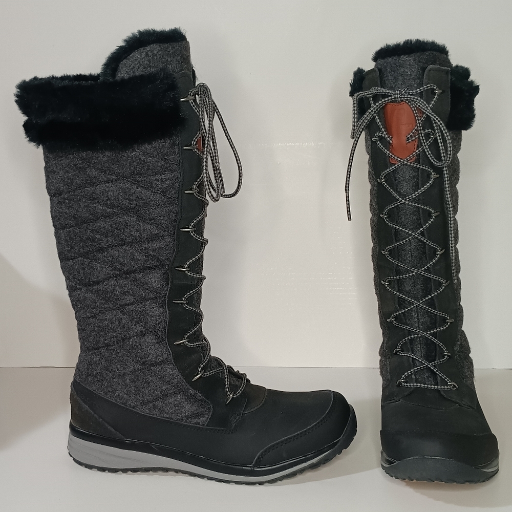 Salomon Hime High Snow Winter Boots Womens Size 7 EUR 38 Black Asphalt Pewter